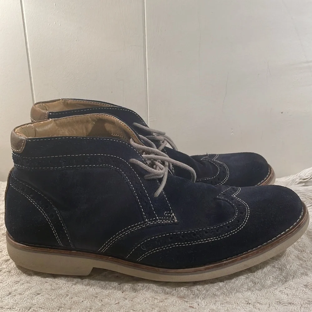 G H Bass Baltimore Blue Suede Oxford Ankle Boot Unisex